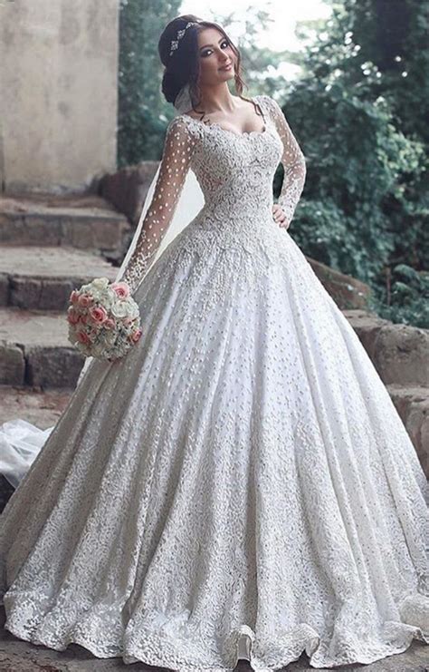 Beautiful Long Sleeve Lace Wedding Dress Ball Gown Floor Length Bridal Gowns On Storenvy