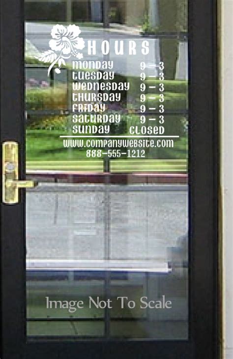 Store Hours Name Custom Window Decal Business Shop Storefront Vinyl
