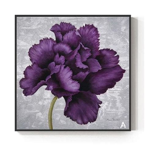 Violet Nights Nordic Purple Flower Wall Art Set Flower Wall Art