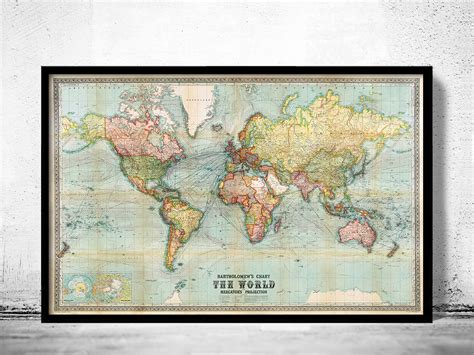 Old World Map Mercator Projection Fine Reproduction