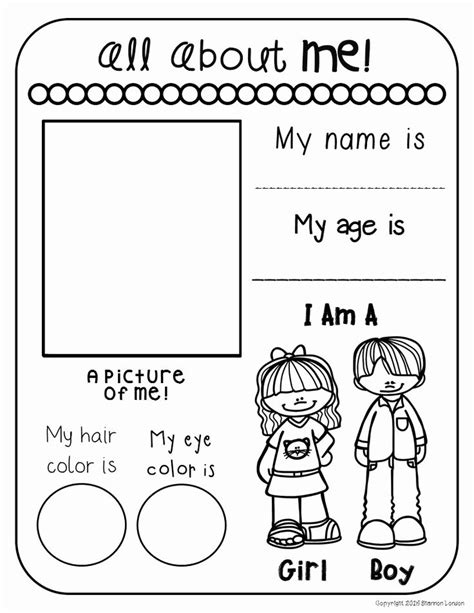 Printable All About Me Worksheet Preschool