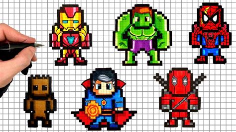 Comment Dessiner Les Avengers En Pixel Art Easy Drawings Dibujos
