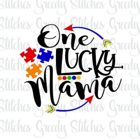 Download Autism Awareness One Lucky Mama svg dxf fcm eps and png. | Etsy