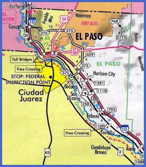 El Paso Map Tourist Attractions Toursmaps Com