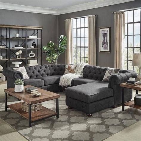 Grey Living Room Walls Brown Couch Leather Sofas Color Schemes 19