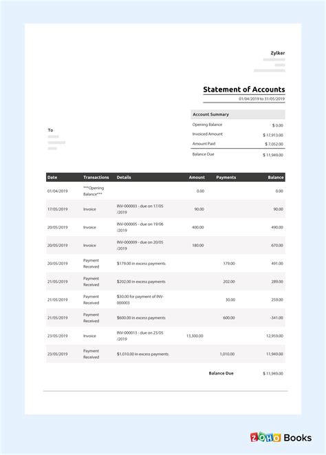 What Is A Statement Of Accounts Statement Of Account Sample Format
