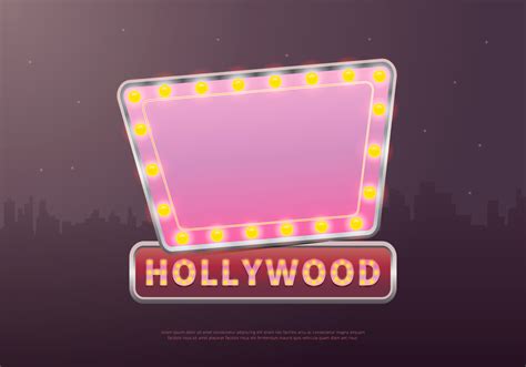 Pink Hollywood Lights Movie Sign Template 136398 Vector Art At Vecteezy