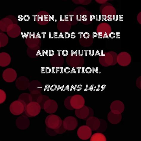 Romans 14 19 So Then Let Us Pursue What Leads To Peace And To Mutual