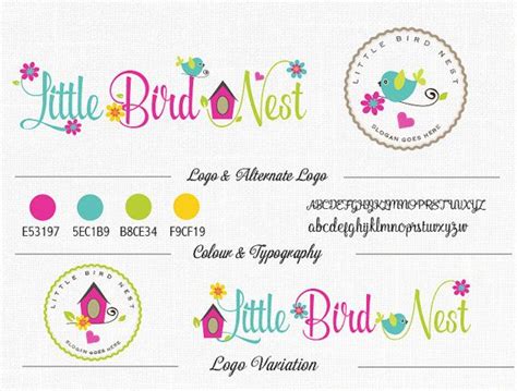 Premade Bird Nest Logo Branding Package Business Card Alternate Logo