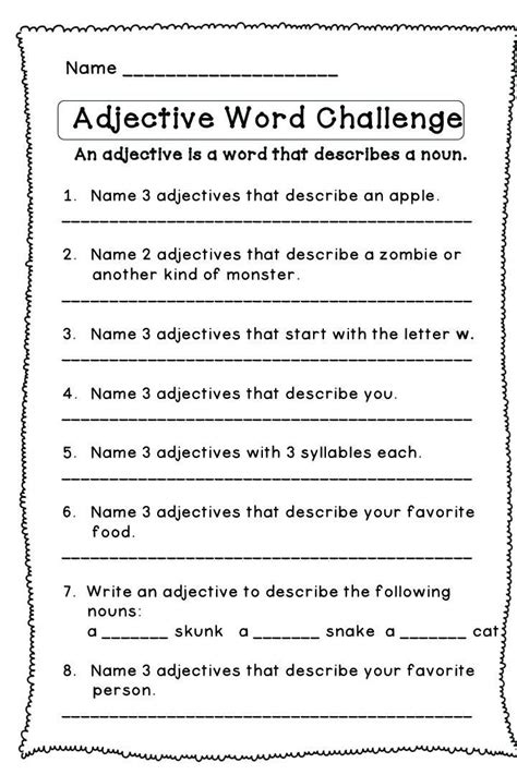 16 Adjectives Worksheets For Grade 2 Mr Worksheets