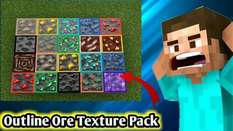 Outline Ore Texture Pack For Mcpe Highlighted Ore Texture Pack For