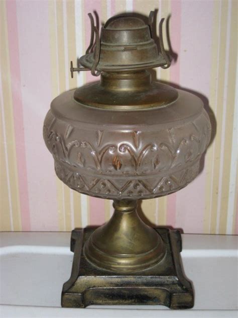 Product titlefrosted glass oil lamp wick cast metal pewter glory. ANTIQUE OIL LAMP EARLY PATTERN GLASS W.B.G.CORP For Sale ...