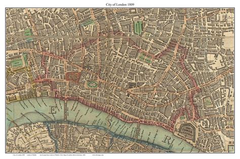 Old Map Of The City Of London 1809 Laurie And Whittle Old Map Custom