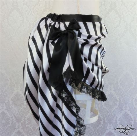 White And Black Stripe Victorian Steampunk Bustle Skirt Etsy