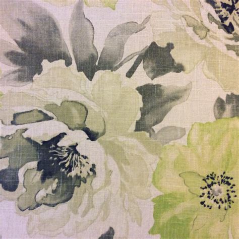 Watercolor Zen Amazing Linen Texture Modern Floral Print Fabric