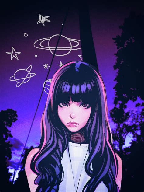 Anime Girl Purple Aesthetic Wallpapers Wallpaper Cave