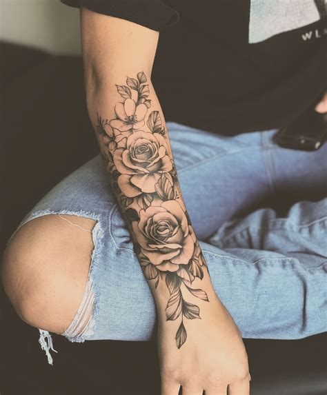 Forearm Female Rose Tattoo Designs