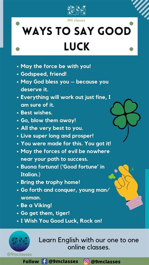 A Poster With The Words Ways To Say Good Luck