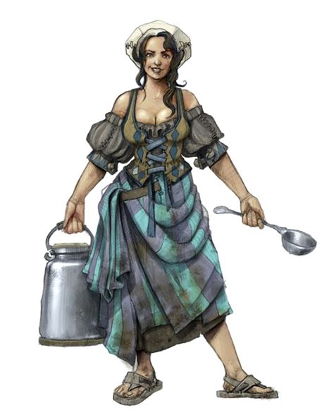 Female Human Commoner Milk Maid Pathfinder PFRPG DND D D 3 5 5th Ed