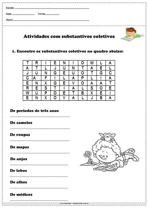 Aprender Ligeiro Atividades De Portugu S Substantivos Coletivos Para E