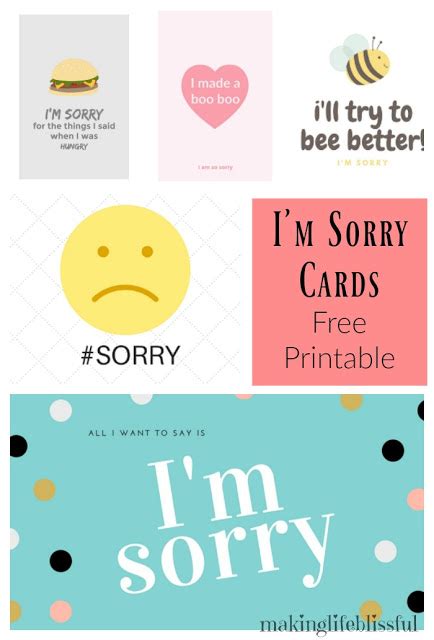 10 Ways To Say Im Sorry Free Printable Apology Cards Making Life