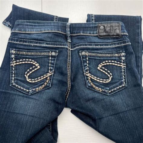 Womens Silver Jeans Aiko Bootcut Blue Denim Dark Wash Size Thick Stitch EBay