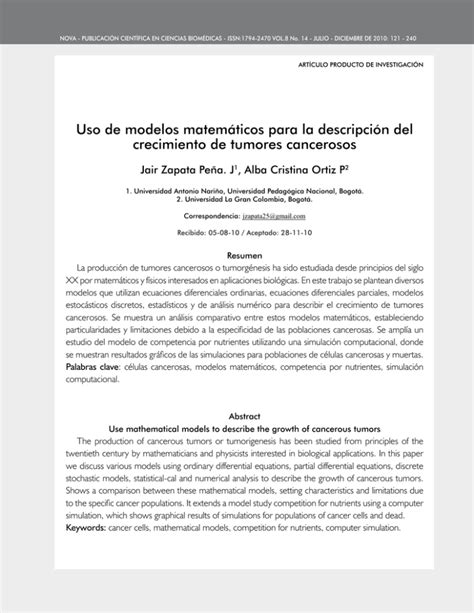 Uso De Modelos Matem Ticos Para La Descripci N Del Crecimiento De