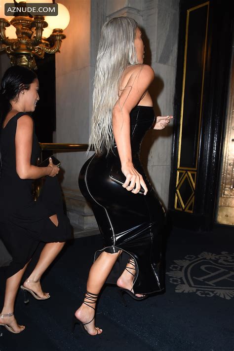 Kim Kardashian Sexy In Form Fitting Black Leather Dress