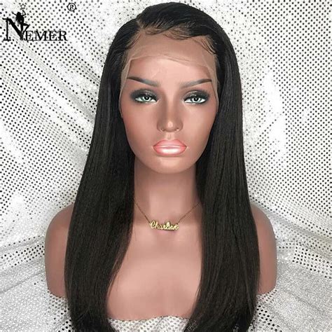 Yaki Straight Lace Front Wig Human Hair With Baby Hair 150 Density