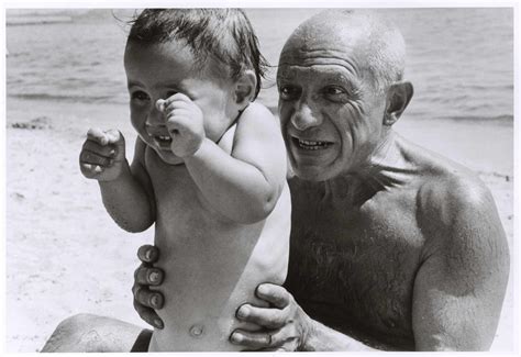 Pablo Picasso And His Son Claude At The Beach Golfe Juan France