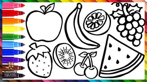 Dibujar Y Colorear Frutas 🍎🍉🍊🍌🥝🍇🍒 Dibujos Para Niños Dibujos De Arte