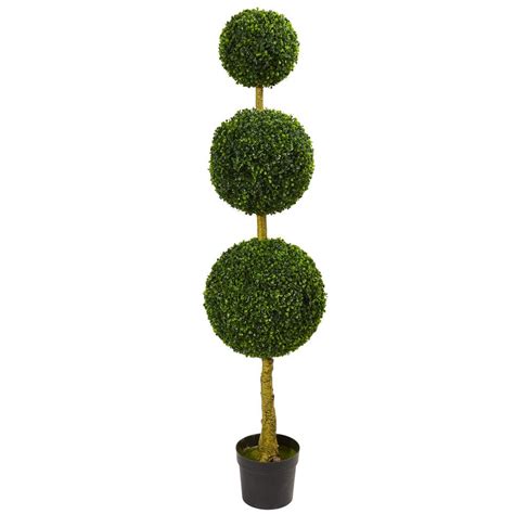 nearly natural 5 5 ft uv resistant indoor outdoor triple ball boxwood artificial topiary tree