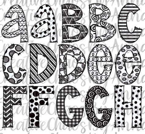 Home Décor Doodle Letters Alphabet Set Png And Svg Hand Drawn Whimsical