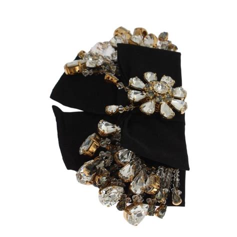 Dolce And Gabbana Gold Brass Sicily Baroque Clear Crystals Hair Clip