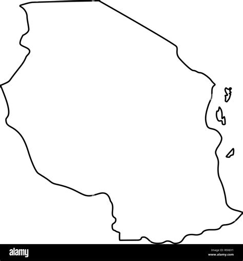 Simple Outline Map Of Tanzania Silhouette In Sketch Line Style Stock