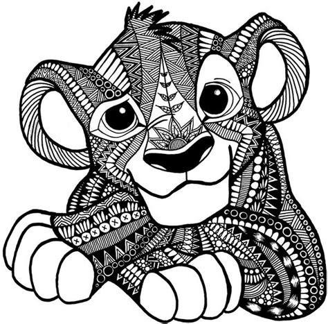 Zentangle Simba Art Print by ElFineLines Society6 Animal coloring