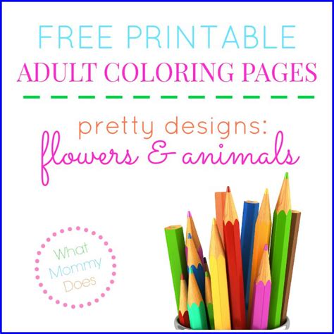 Click on the coloring page name to view all available coloring pages. Free Printable Flower & Animal Adult Coloring Pages - What ...