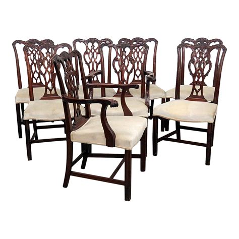 Vintage Mid Century Georgian Style Dining Room Chairs Set Of 8 Chairish