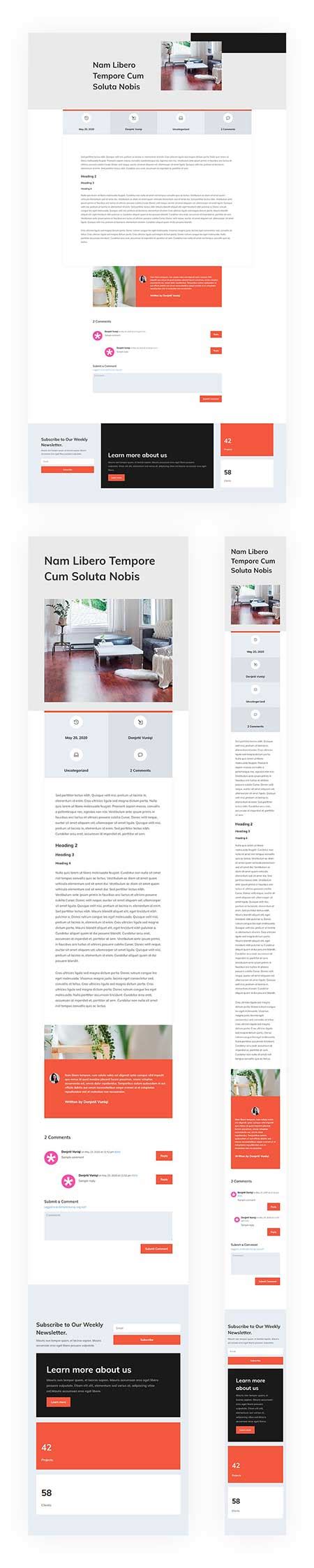 Free Divi Blog Post Template For Interior Designers