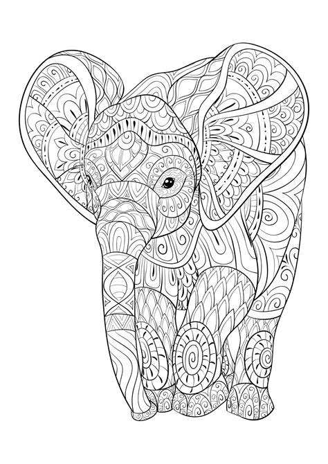 Elephants Coloring Pages For Adults
