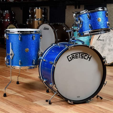 Gretsch Broadkaster 121420 3pc Drum Kit Blue Sparkle Vintage Build