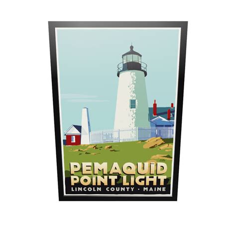 Pemaquid Point Light Art Print 36 X 53 Framed Travel Poster By Alan