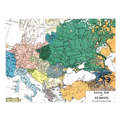 Racial Map Of Europe Postcard
