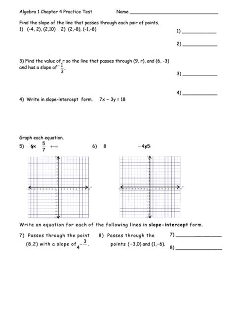 Algebra 1 Chapter 4 Practice Test Worksheet Printable Pdf Download