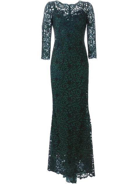 Dolce And Gabbana Floral Lace Evening Gown In Green Lyst
