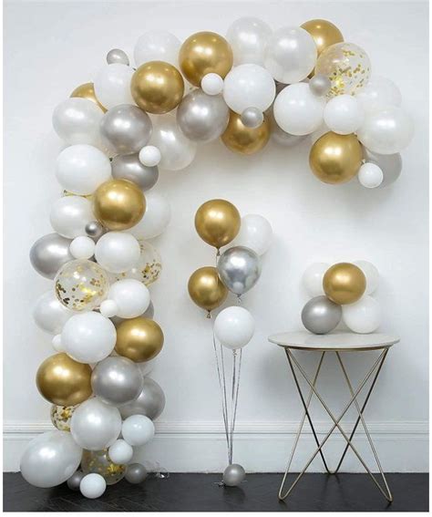 Balloon Arch Garland Kit 112 Pcs Gold White Silver Party Decoration