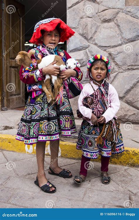 Cute Little Girls From Cusco Peru Editorial Photo Image Of Animal