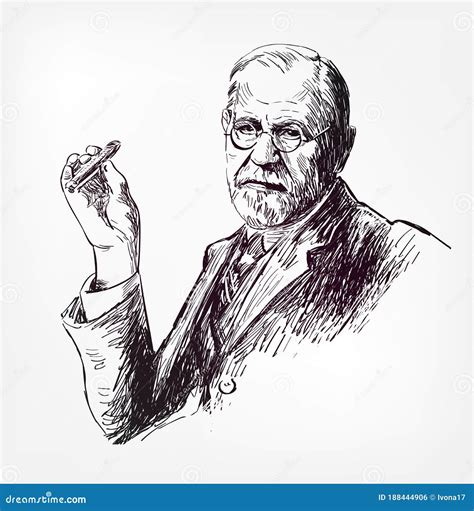Sigmund Freud Vector Sketch Ilustración Retrato Foto Editorial