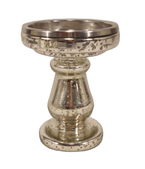 Golmaalshop Pillar Silver Glass Candle Holder Buy