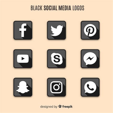 Black Social Media Logos Vector Free Download